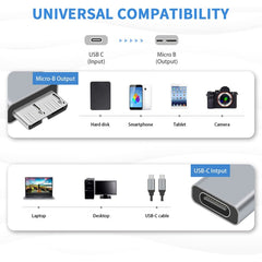 JUNSUNMAY USB-C / Type-C Female to Male USB 3.0 Micro B Adapter Converter, 1 PCS, 2 PCS