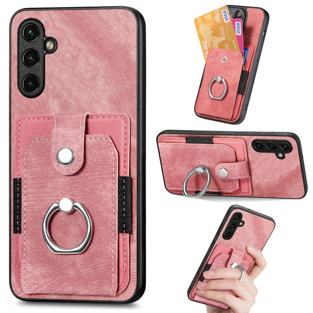 Retro Skin-feel Ring Card Wallet Phone Case, For Samsung Galaxy A14 5G, For Samsung Galaxy A22 4G, For Samsung Galaxy A22 5G, For Samsung Galaxy A30
