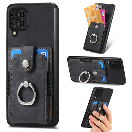 Retro Skin-feel Ring Card Wallet Phone Case, For Samsung Galaxy A14 5G, For Samsung Galaxy A22 4G, For Samsung Galaxy A22 5G, For Samsung Galaxy A30