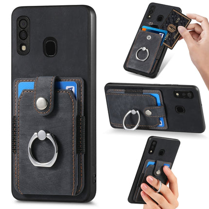 Retro Skin-feel Ring Card Wallet Phone Case, For Samsung Galaxy A14 5G, For Samsung Galaxy A22 4G, For Samsung Galaxy A22 5G, For Samsung Galaxy A30