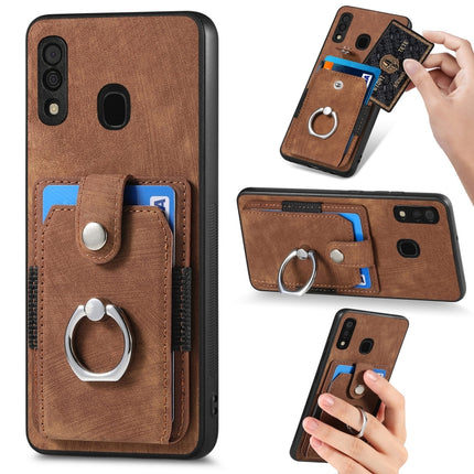 Retro Skin-feel Ring Card Wallet Phone Case, For Samsung Galaxy A14 5G, For Samsung Galaxy A22 4G, For Samsung Galaxy A22 5G, For Samsung Galaxy A30