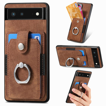 Retro Skin-feel Ring Card Wallet Phone Case, For Google Pixel 6 Pro, For Google Pixel 6, For Google Pixel 7 Pro, For Google Pixel 7