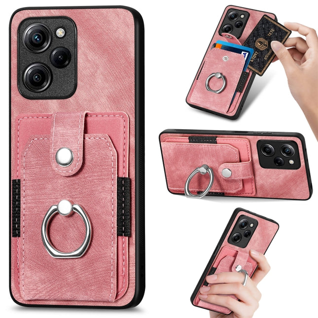 Retro Skin-feel Ring Card Wallet Phone Case, For Xiaomi Poco X5 Pro, For Xiaomi Redmi 9A