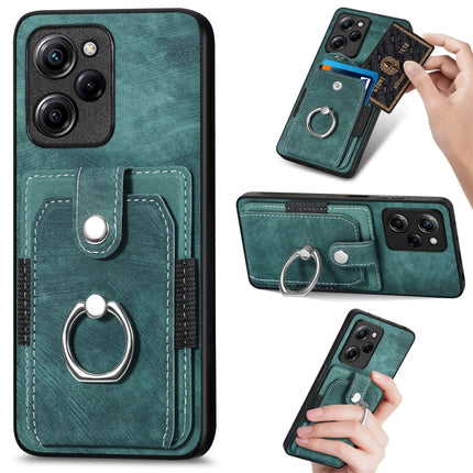 Retro Skin-feel Ring Card Wallet Phone Case, For Xiaomi Poco X5 Pro, For Xiaomi Redmi 9A