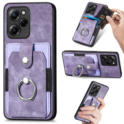 Retro Skin-feel Ring Card Wallet Phone Case, For Xiaomi Poco X5 Pro, For Xiaomi Redmi 9A