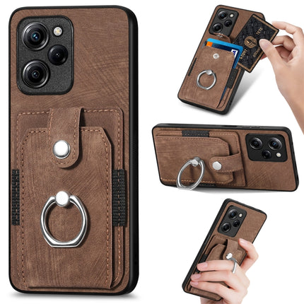 Retro Skin-feel Ring Card Wallet Phone Case, For Xiaomi Poco X5 Pro, For Xiaomi Redmi 9A