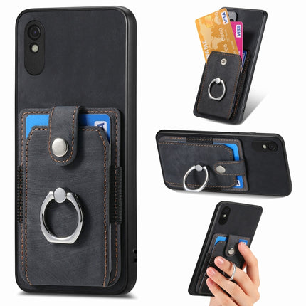 Retro Skin-feel Ring Card Wallet Phone Case, For Xiaomi Poco X5 Pro, For Xiaomi Redmi 9A