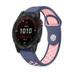 For Garmin Fenix 7 Solar / Midnight Blue+Pink
