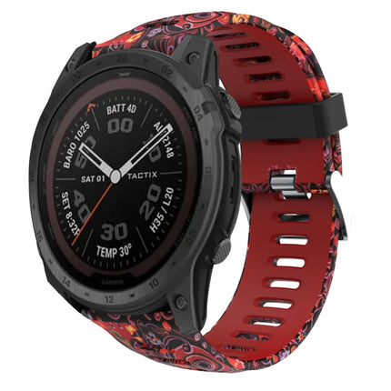 26mm Camouflage Printed Silicone Watch Band, For Garmin Instinct 2X Solar, For Garmin D2 Delta PX, For Garmin Tactix 7 Pro, For Garmin Tactix 7