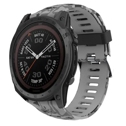 26mm Camouflage Printed Silicone Watch Band, For Garmin Instinct 2X Solar, For Garmin D2 Delta PX, For Garmin Tactix 7 Pro, For Garmin Tactix 7