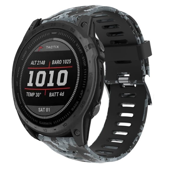 26mm Camouflage Printed Silicone Watch Band, For Garmin Fenix 7X, For Garmin Fenix 7X Solar, For Garmin Tactix Delta, For Garmin Enduro 2