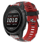 For Garmin Fenix 7X Solar / Red+Army Camouflage