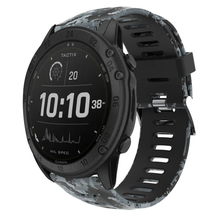 26mm Camouflage Printed Silicone Watch Band, For Garmin Fenix 7X, For Garmin Fenix 7X Solar, For Garmin Tactix Delta, For Garmin Enduro 2