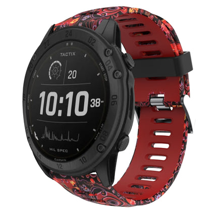 26mm Camouflage Printed Silicone Watch Band, For Garmin Fenix 7X, For Garmin Fenix 7X Solar, For Garmin Tactix Delta, For Garmin Enduro 2