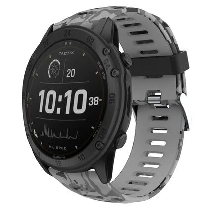 26mm Camouflage Printed Silicone Watch Band, For Garmin Fenix 7X, For Garmin Fenix 7X Solar, For Garmin Tactix Delta, For Garmin Enduro 2