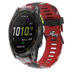 For Garmin Enduro 2 / Red+Army Camouflage