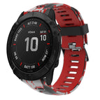For Garmin Fenix 6X Pro / Red+Army Camouflage