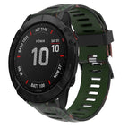 For Garmin Fenix 6X Sapphire / Army Green+Bamboo Camouflage