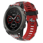 For Garmin Fenix 5X Sapphire / Red+Army Camouflage