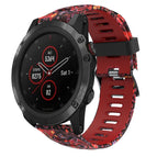 For Garmin Fenix 5X Plus / Red+Jellyfish Camouflage