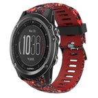For Garmin Fenix 3 HR / Red+Jellyfish Camouflage
