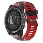 For Garmin Fenix 3 HR / Red+Army Camouflage