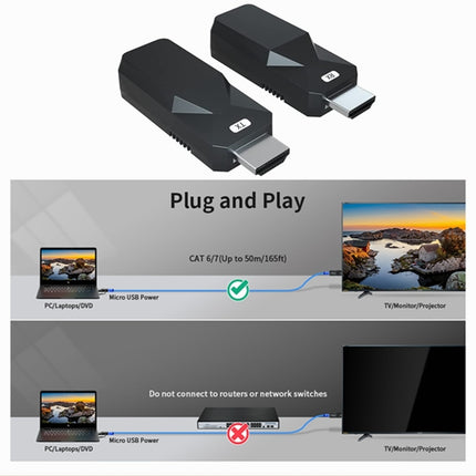 HDMI Extender 165ft Audio Video 1080P Over Cat5 Cat6 Ethernet Cable Transmit Lossless Signal HDMI Long Distance Extension Adapter