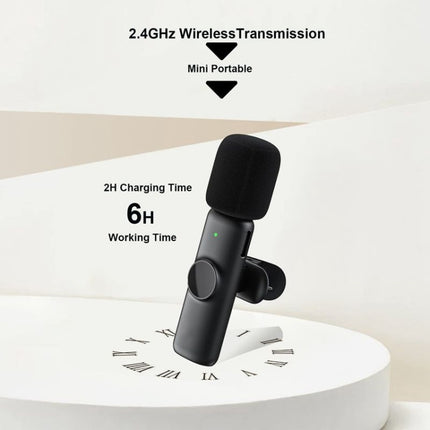 Micrófono de solapa inalámbrico para teléfono Android y computadora con receptor USB-C/Tipo-C, uno por uno, uno por dos
