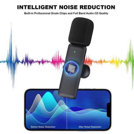 Micrófono de solapa inalámbrico para teléfono Android y computadora con receptor USB-C/Tipo-C, uno por uno, uno por dos