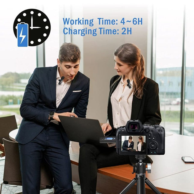 Lavalier-Mikrofon mit kabelloser Rauschunterdrückung für Telefon/Kamera/Laptop/MacBook mit 3,5-mm-Empfänger, One by One, One by Two