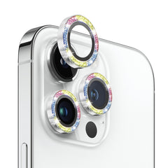 NORTHJO Camera Lens Protector Tempered Glass Bling Glitter Metal Ring Film, For iPhone 13 Pro / 13 Pro Max