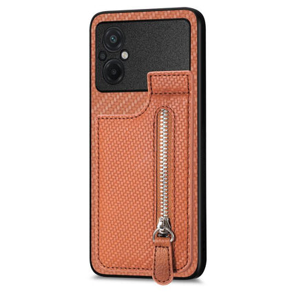 Carbon Fiber Vertical Flip Zipper Phone Case, For Xiaomi 13, For Xiaomi 12T, For Xiaomi POCO M5 4G, For Redmi Note 11T Pro 5G