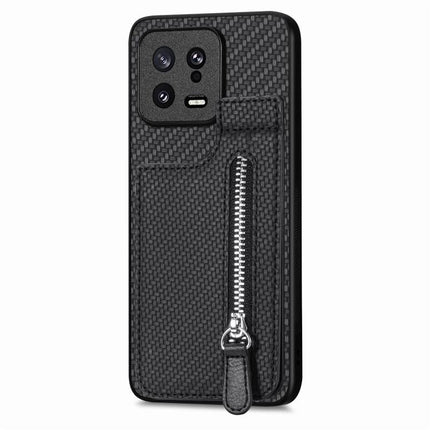 Carbon Fiber Vertical Flip Zipper Phone Case, For Xiaomi 13, For Xiaomi 12T, For Xiaomi POCO M5 4G, For Redmi Note 11T Pro 5G