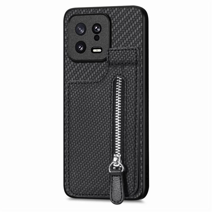Carbon Fiber Vertical Flip Zipper Phone Case, For Xiaomi 13, For Xiaomi POCO M5 4G, For Redmi Note 11T Pro 5G, For Redmi 10C