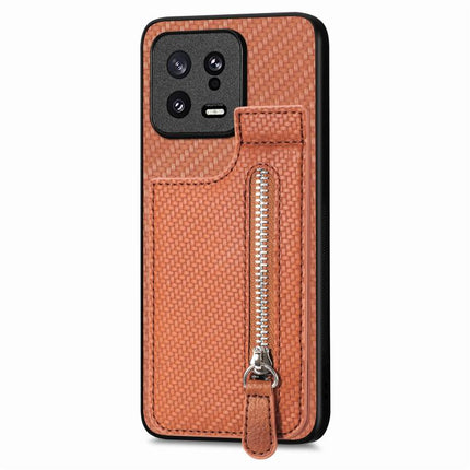 Carbon Fiber Vertical Flip Zipper Phone Case, For Xiaomi 13, For Xiaomi 12T, For Xiaomi POCO M5 4G, For Redmi Note 11T Pro 5G