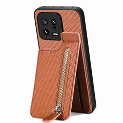 Carbon Fiber Vertical Flip Zipper Phone Case, For Xiaomi POCO M5 4G, For Redmi Note 12 5G, For Xiaomi 13 Pro, For Xiaomi 13, For Redmi 10C, For Redmi 10