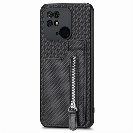 Carbon Fiber Vertical Flip Zipper Phone Case, For Redmi 10C, For Redmi Note 11 4G, For Redmi 10, For Redmi Note 10 4G