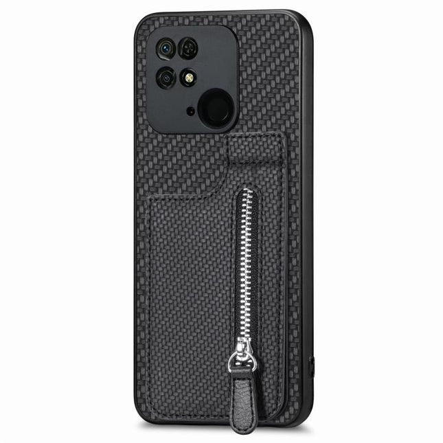 Carbon Fiber Vertical Flip Zipper Phone Case