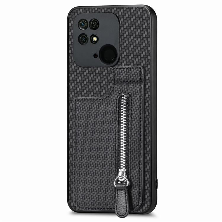 Carbon Fiber Vertical Flip Zipper Phone Case, For Redmi 10C, For Redmi 10, For Redmi Note 11 4G, For Redmi Note 11T Pro 5G