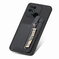 Carbon Fiber Vertical Flip Zipper Phone Case, For Redmi 10C, For Redmi 10, For Redmi Note 11 4G, For Redmi Note 11T Pro 5G