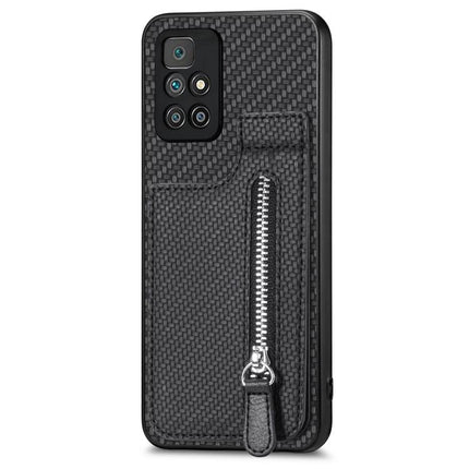 Carbon Fiber Vertical Flip Zipper Phone Case, For Redmi Note 11 4G, For Redmi 10, For Redmi Note 10 4G