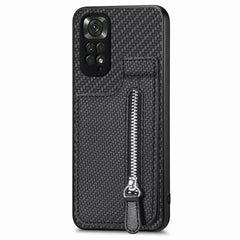 Carbon Fiber Vertical Flip Zipper Phone Case, For Redmi Note 11 4G, For Redmi Note 11T Pro 5G, For Redmi Note 10 4G, For Xiaomi 12T / 12T Pro