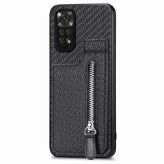 Carbon Fiber Vertical Flip Zipper Phone Case, For Redmi 10C, For Redmi 10, For Redmi Note 11 4G, For Redmi Note 11T Pro 5G