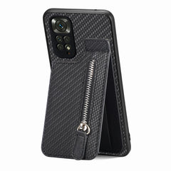 Carbon Fiber Vertical Flip Zipper Phone Case, For Redmi Note 11 4G, For Redmi Note 11T Pro 5G, For Redmi Note 10 4G, For Xiaomi 12T / 12T Pro