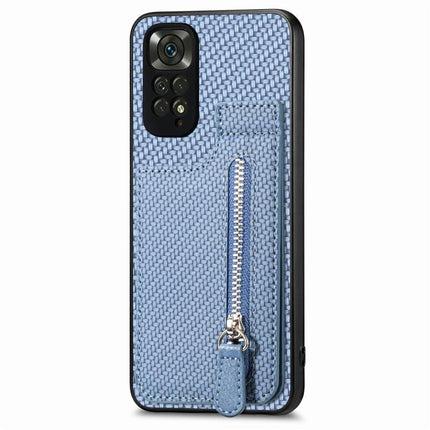 Carbon Fiber Vertical Flip Zipper Phone Case, For Redmi Note 11 4G, For Redmi 10, For Redmi Note 10 4G