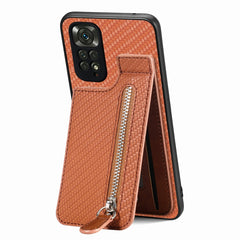 Carbon Fiber Vertical Flip Zipper Phone Case, For Redmi Note 11 4G, For Redmi Note 11T Pro 5G, For Redmi Note 10 4G, For Xiaomi 12T / 12T Pro