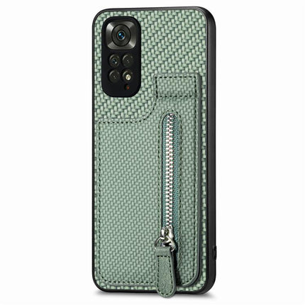 Carbon Fiber Vertical Flip Zipper Phone Case, For Redmi Note 11 4G, For Redmi 10, For Redmi Note 10 4G