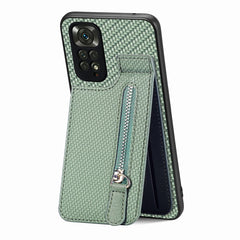 Carbon Fiber Vertical Flip Zipper Phone Case, For Redmi Note 11 4G, For Redmi Note 11T Pro 5G, For Redmi Note 10 4G, For Xiaomi 12T / 12T Pro