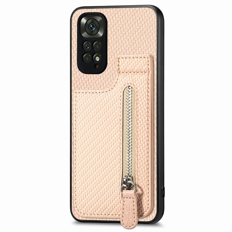 Carbon Fiber Vertical Flip Zipper Phone Case