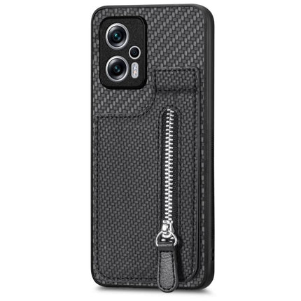 Carbon Fiber Vertical Flip Zipper Phone Case, For Xiaomi 13, For Xiaomi 12T, For Xiaomi POCO M5 4G, For Redmi Note 11T Pro 5G